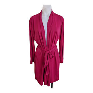 Natori Womens Size Small Bath Robe Pink Belted Long Sleeves